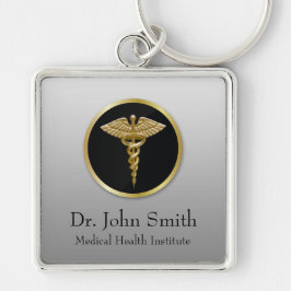 Caduceo médico profesional del oro - llavero