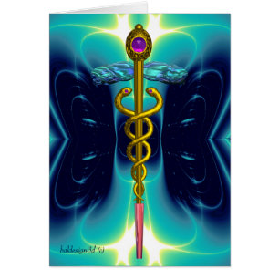 CADUCEO, vibrante oro amatista Turquesa Azul