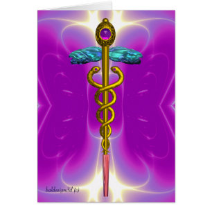CADUCEO, vibrante oro amatista Violeta Fucsia