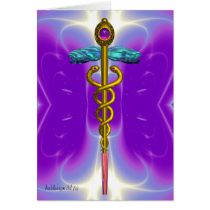 CADUCEO, vibrante oro amatista Violeta Púrpura
