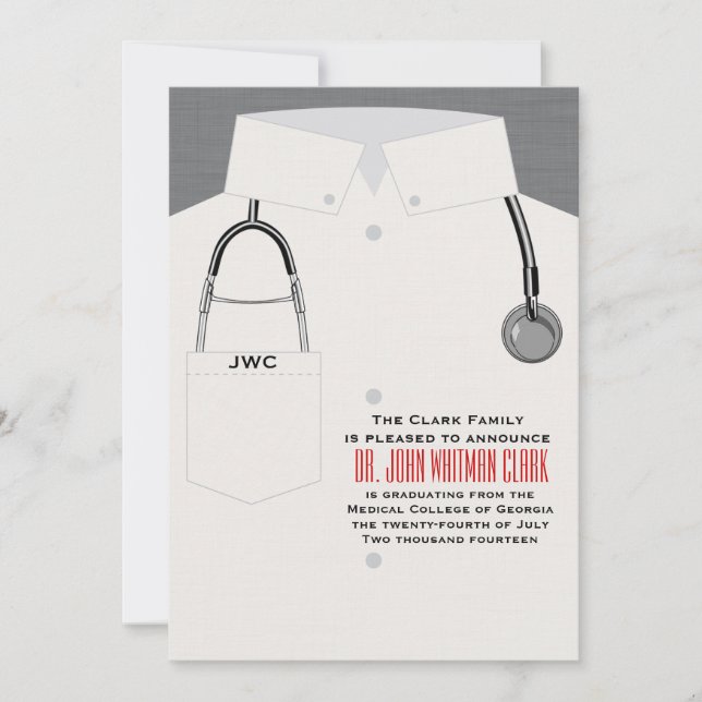 Caduceo y invitación médica del estetoscopio (Anverso)