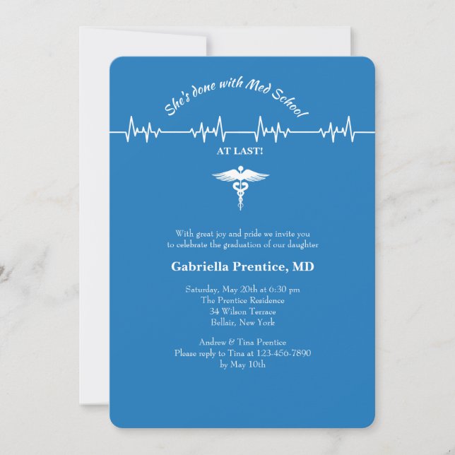 Caduceo y Línea de Vida Invitación Vertical (Anverso)