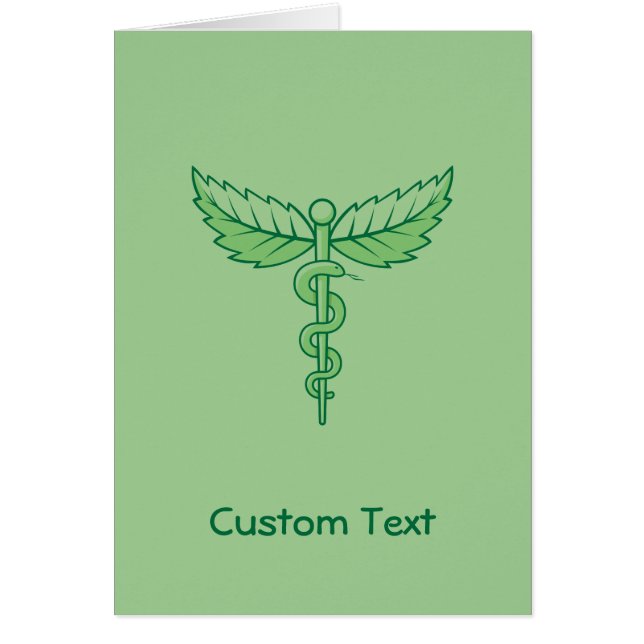 Caduceus con tarjeta de saludo de hojas (Frente)