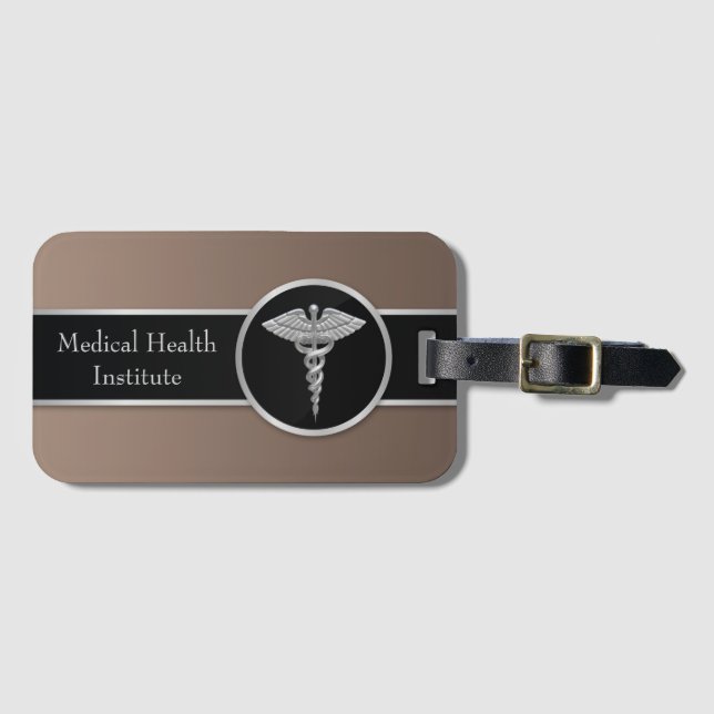 Caducto médico profesional plateado - Etiqueta de  (Anverso horizontal)