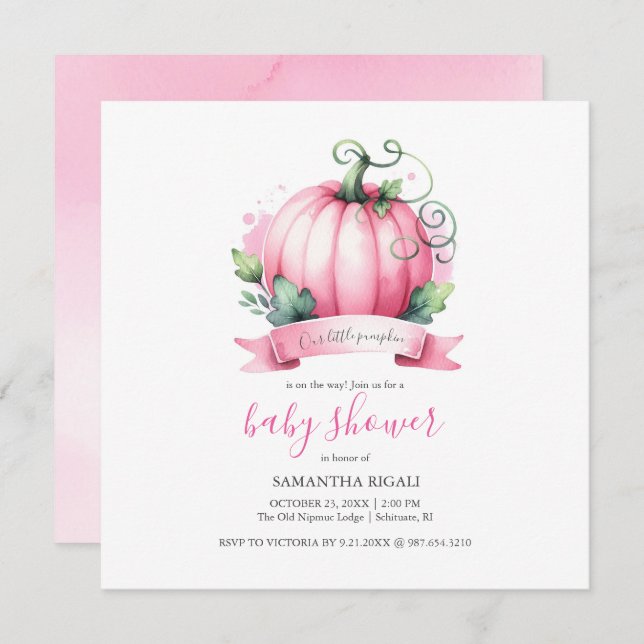 Cae Bebé Invitaciones A La Ducha Pequeña Chica De  (Anverso / Reverso)