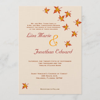 Cae deja la invitación a la boda de otoño 5x7