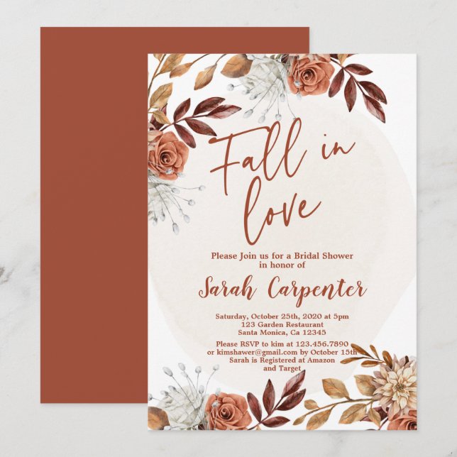 Cae en el amor Invitación a ducha de novias de oto (Anverso / Reverso)