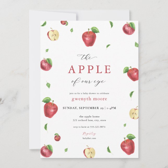 Cae la manzana roja de nuestra invitación a Baby S (Anverso)