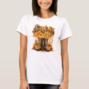 Cae los boots occidentales en la camiseta otoñal