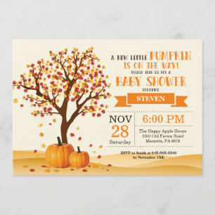 Caer árboles y hojas de tarjetas de invitación Bab