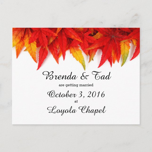 Caer deja la tarjeta postal de Invitación Boda (Anverso)