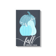 Caer dulce otoño calabazas azules arte pared