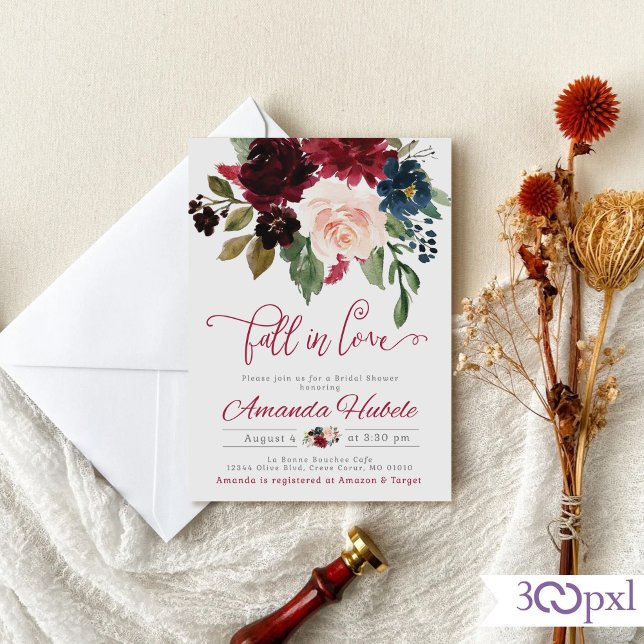 Caer En Amor Bridal Ducha Invitación Caída Floral (Subido por el creador)