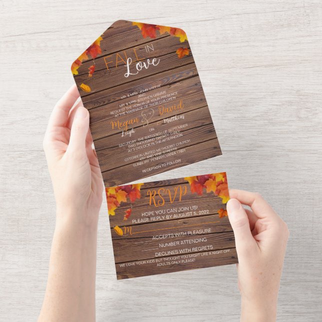 Caer En El Amor Boda Todo En Una Invitación (desgarro)