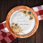 Caer en el amor boho calabaza girasoles vajilla<br><div class="desc">Caída en el amor boho calabaza girasoles de novia ducha de mesa plancha de papel personalizado platos de papel ,  calabaza girasoles pampas pasto composición moderna de acuarela para ducha de novia con temática de otoño</div>
