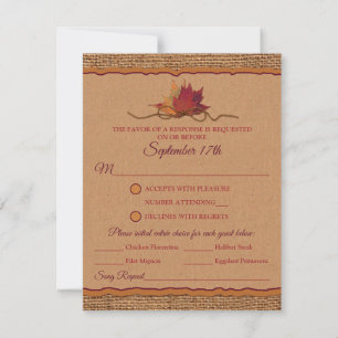 Caer en el amor Burlap y dejar matrimonio RSVP con
