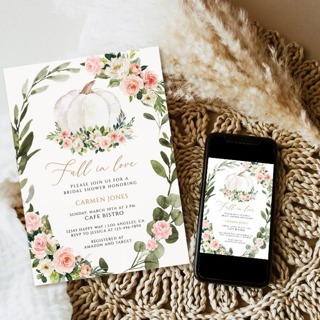 Caer en el amor Invitación a ducha de novia, calab (Fall bay shower invitation )