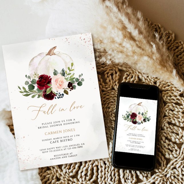 Caer en el amor Invitación a ducha de novia, flora (Subido por el creador)