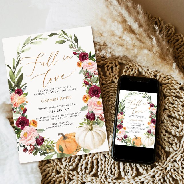 Caer en el amor Invitación a ducha de novia, flora (Subido por el creador)