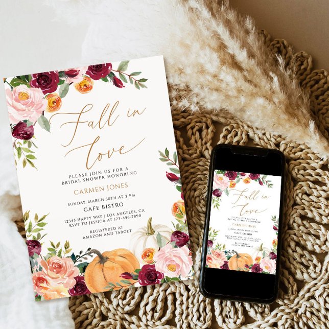 Caer en el amor Invitación a ducha de novia, flora (Subido por el creador)