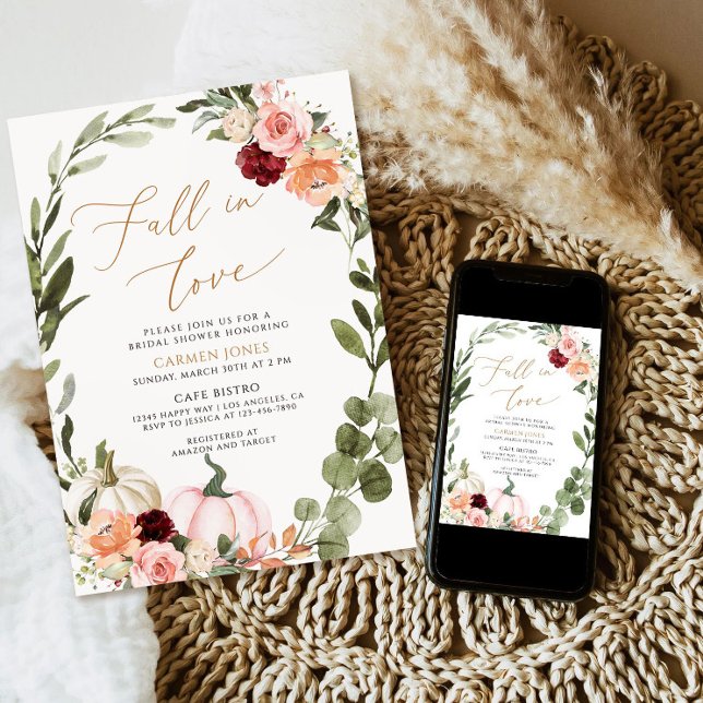 Caer en el amor Invitación a ducha de novia, flora (Subido por el creador)