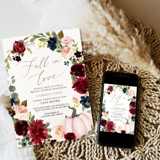 Caer en el amor Invitación a ducha de novia, flora (Subido por el creador)