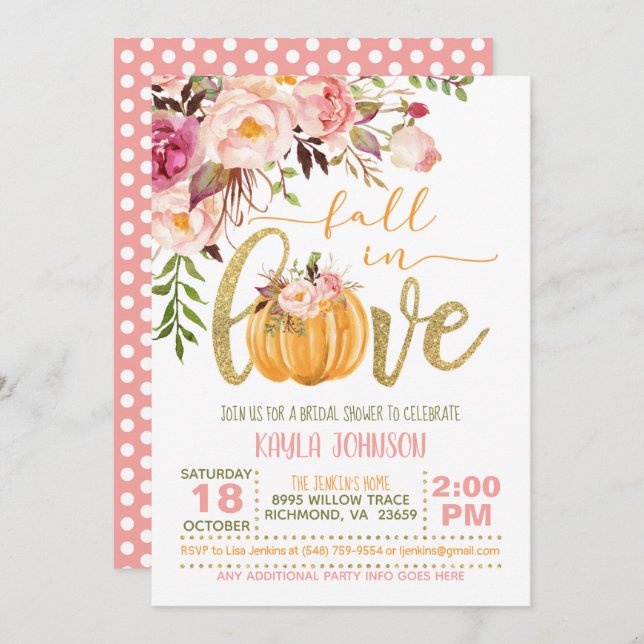 Caer en el amor Invitación a ducha de novia - PD (Anverso / Reverso)