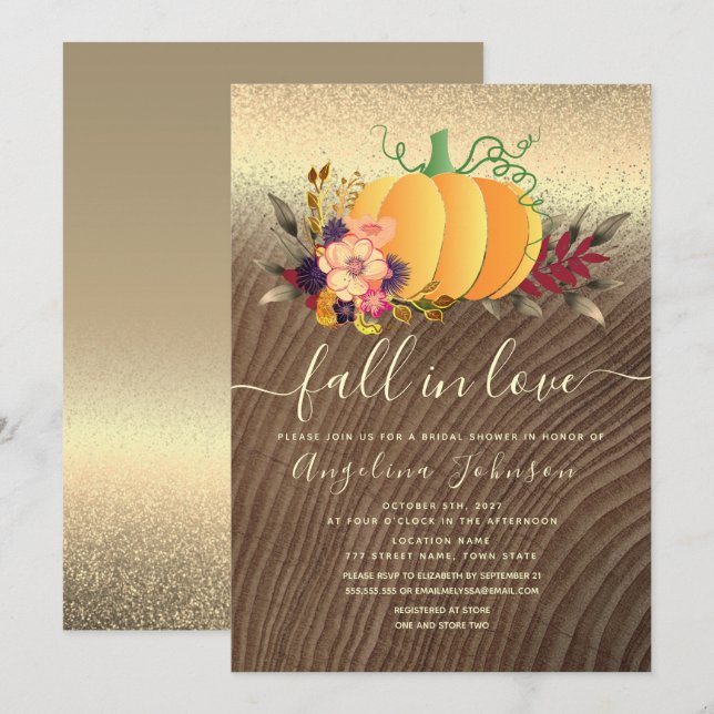 Caer en el amor Invitación a la ducha de novia (Anverso / Reverso)