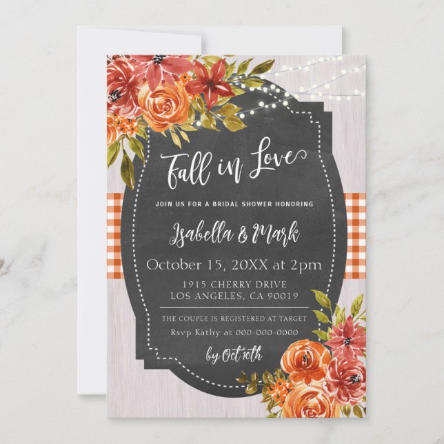 Caer en el amor Invitación a la ducha de novia (Anverso)