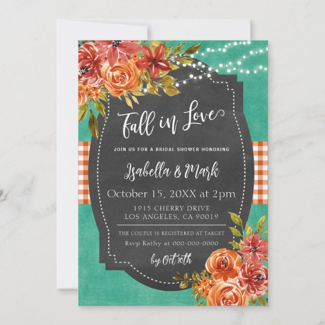 Caer en el amor Invitación a la ducha de novia (Anverso)
