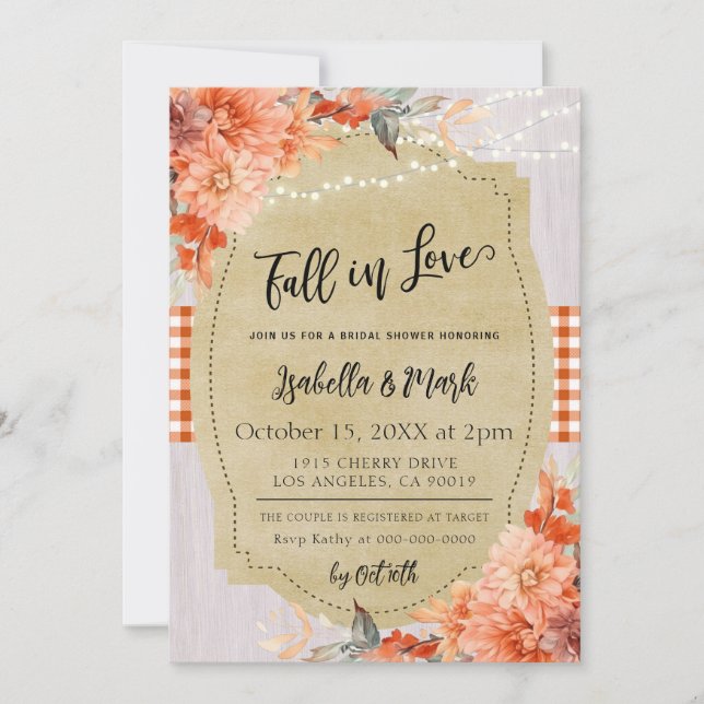 Caer en el amor Invitación a la ducha de novia (Anverso)