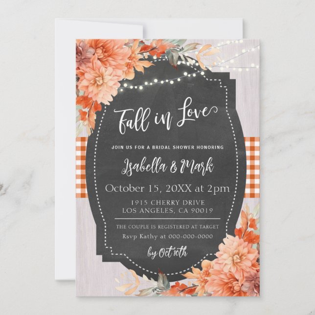 Caer en el amor Invitación a la ducha de novia (Anverso)