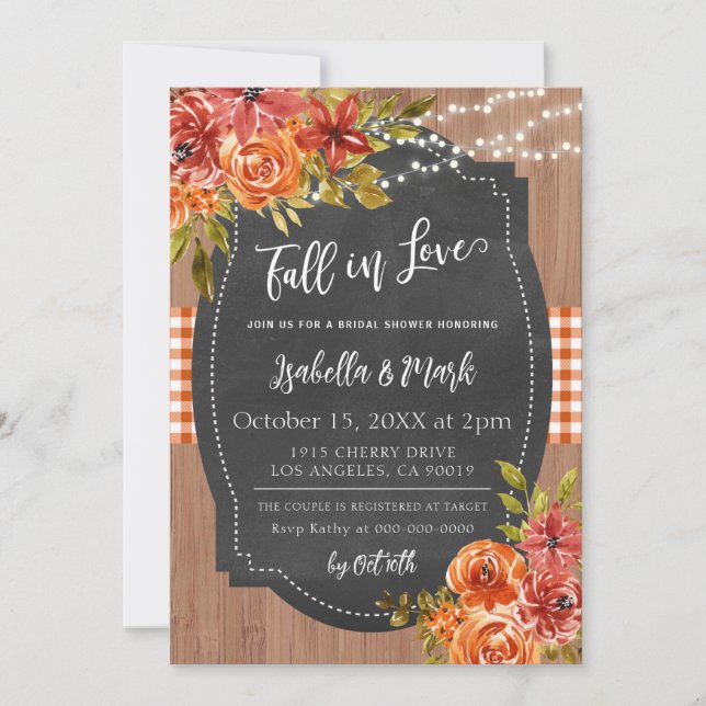 Caer en el amor Invitación a la ducha de novia (Anverso)