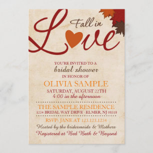 Caer en el amor Invitación a la ducha de novia