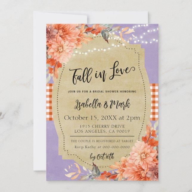 Caer en el amor Invitación a la ducha de novia (Anverso)