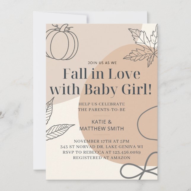Caer en el amor - Invitación de Baby Shower (Anverso)