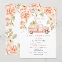 Caer en el amor Peach Baby Shower Invitación