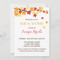 Caer en hojas de arce Invitación de otoño en blanc