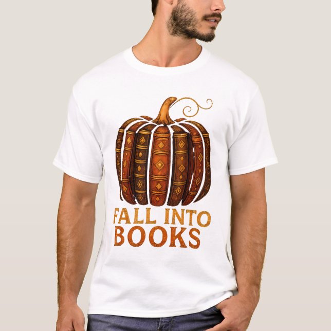 Caer en la camiseta de calabaza de libros - Lover  (Anverso)