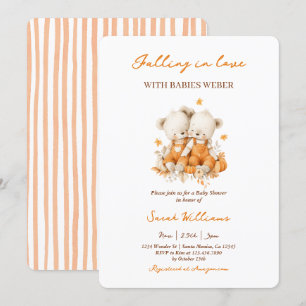 Caer en la invitación de Baby Shower de los gemelo