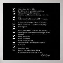 Caer enamorada de nuevo poesía poster de arte mura