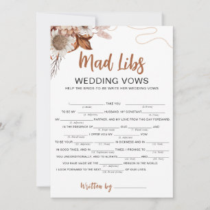 Caer enamorada Tarjeta de juego Mad libs Bridal