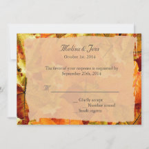 Caer hojas coloridas invitaciones de boda RSVP.
