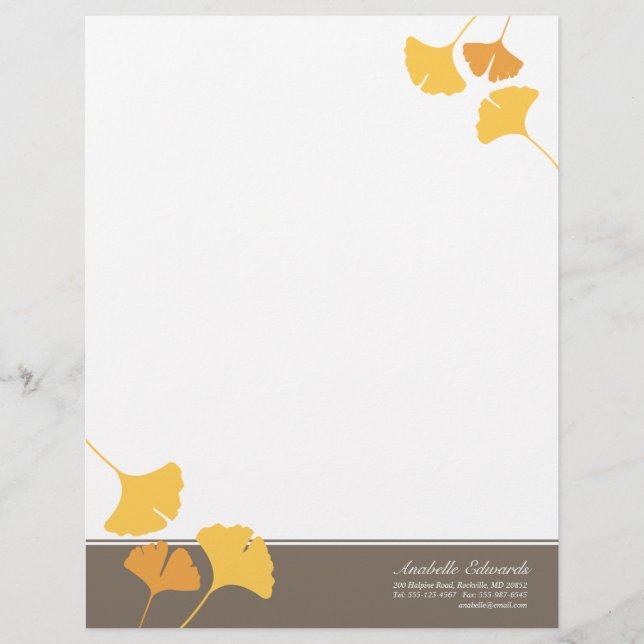 Caer hojas de ginkgo amarillo dorado otoño (Anverso)