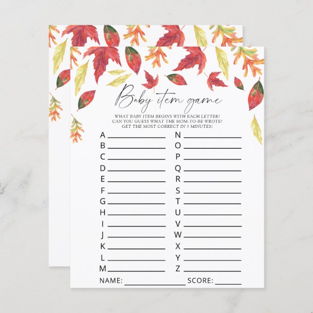 Caer hojas - juego de artículos para bebés. Juego  (Anverso / Reverso)