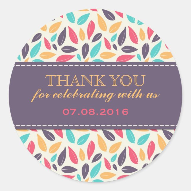 Caer hojas patrón matrimonio Pegatinas a favor (Anverso)