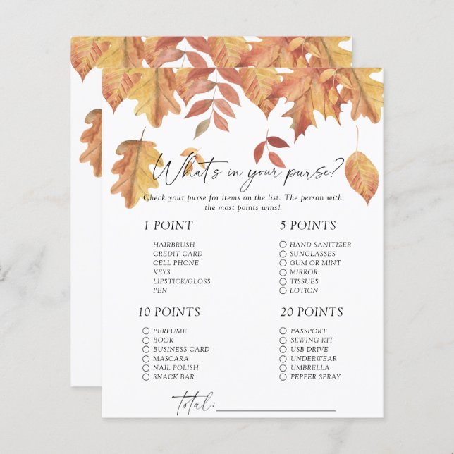 Caer hojas - ¿Qué hay en tu bolso? (Anverso / Reverso)