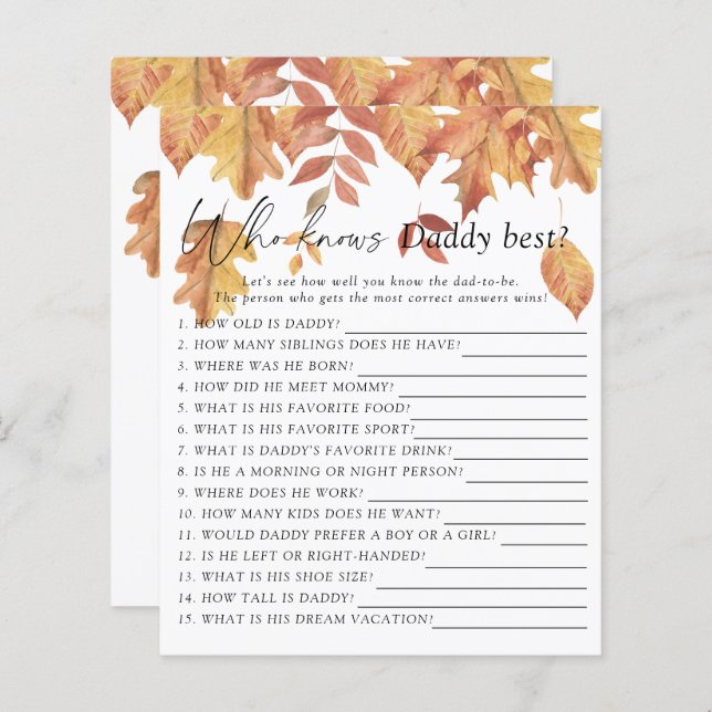 Caer hojas - Quién conoce mejor juego a papá (Anverso / Reverso)