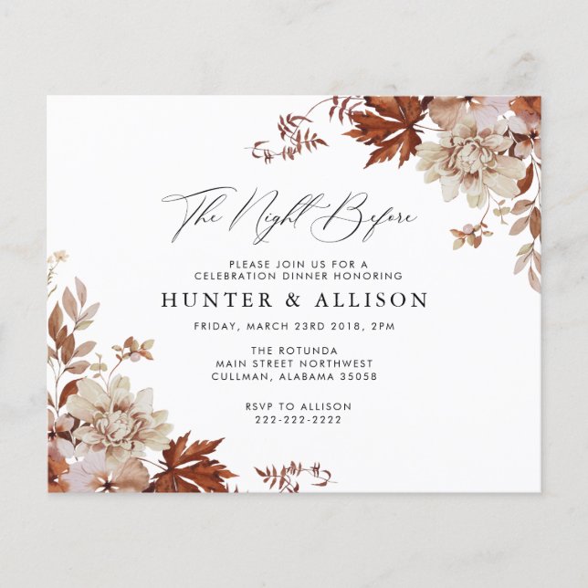 Caer la noche anterior | Volante de invitación (Frente)