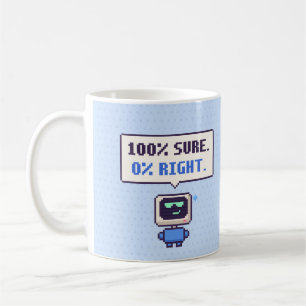 Café 100% Seguro. 0% Correcto. Taza de píxeles divertid